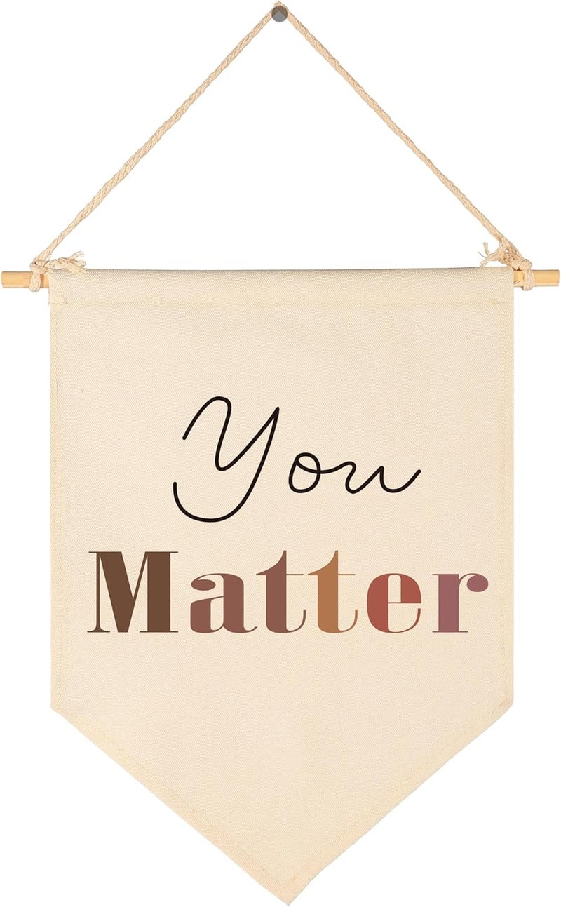 Sioial You Matter-Inclusion,School Counselor Office Decor-Social Worker Equality Safe Space Wall Decor Gifts-Classroom Nursery Canvas Hanging Flag Pennant Banner Wall Decor-Diversity Education - Image 1